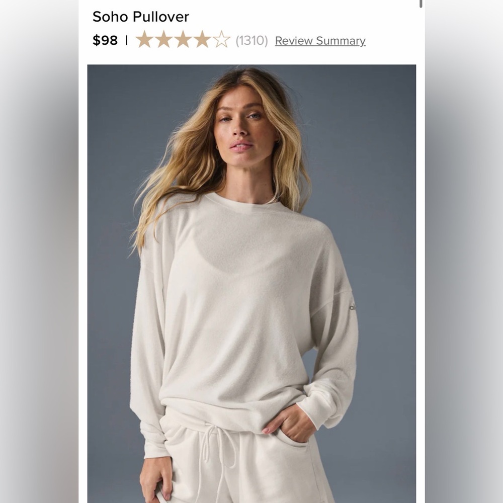 ALO Yoga Soho Pullover Sweatshirt in Cream